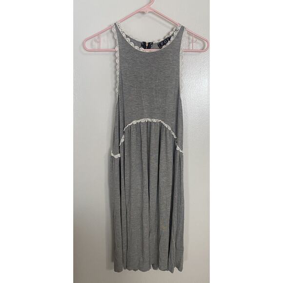 Anthropologie Dresses & Skirts - Anthropologie POL Dress Women’s Small Zip Up Gray, White‎ Lace Trim (c)
